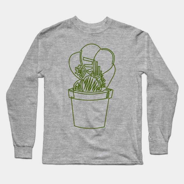 Single Line Succulent Long Sleeve T-Shirt by emaeart